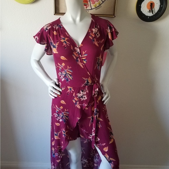 NWT! Xhilaration Pink Floral Maxi Romper - S - Picture 2 of 6